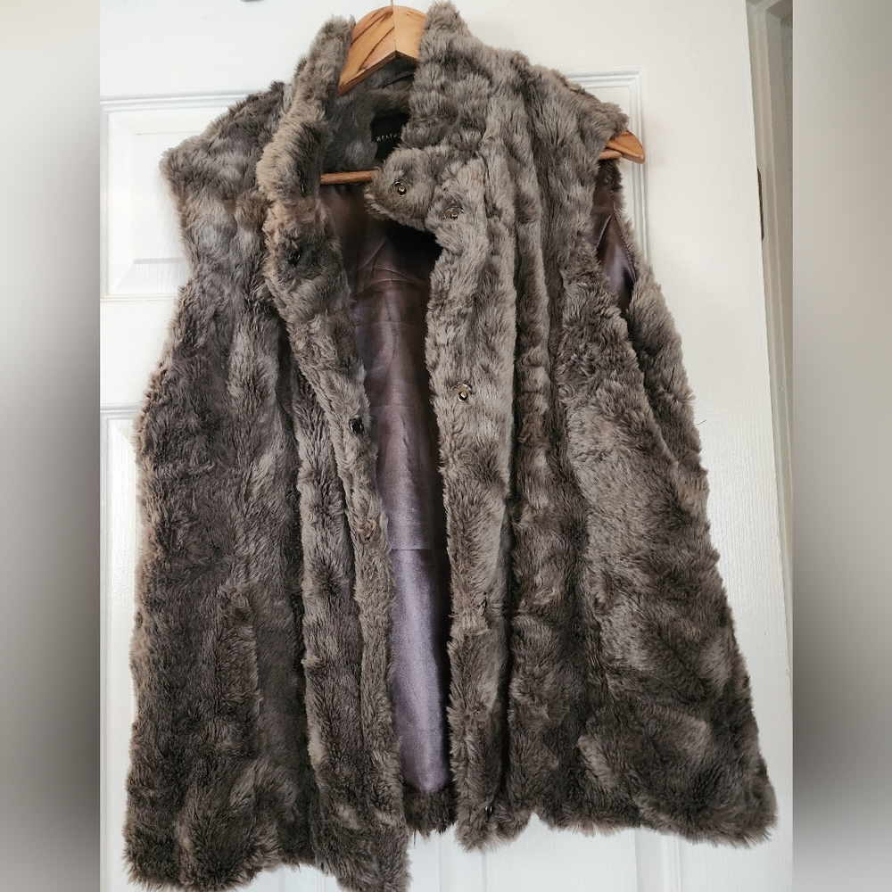 Gray faux fur vest